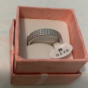 Sterling silver tri-band ring w cubic zirconia